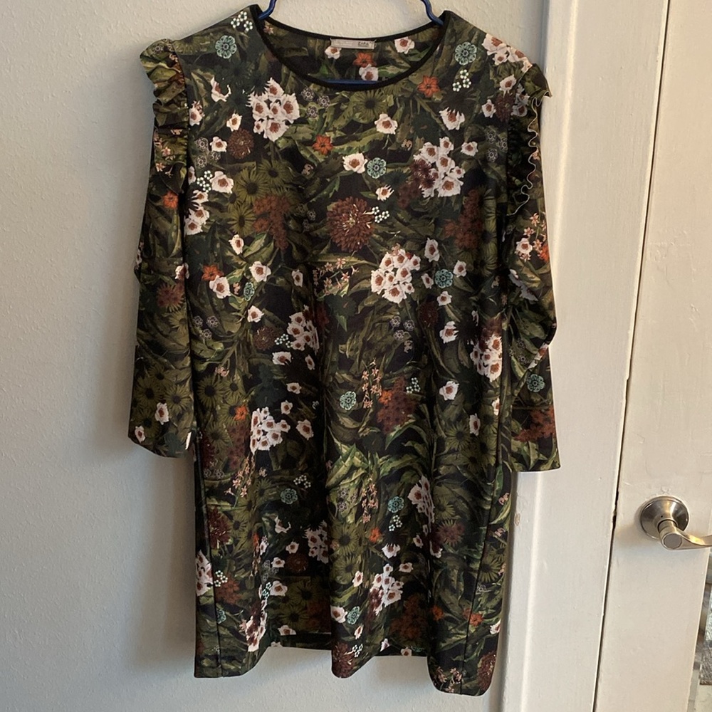 Zara Long sleeve Floral Print Dress